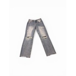 VERVET Size 26 Women's Blue 100% Cotton Cropped Distressed Straight Jean Raw Hem